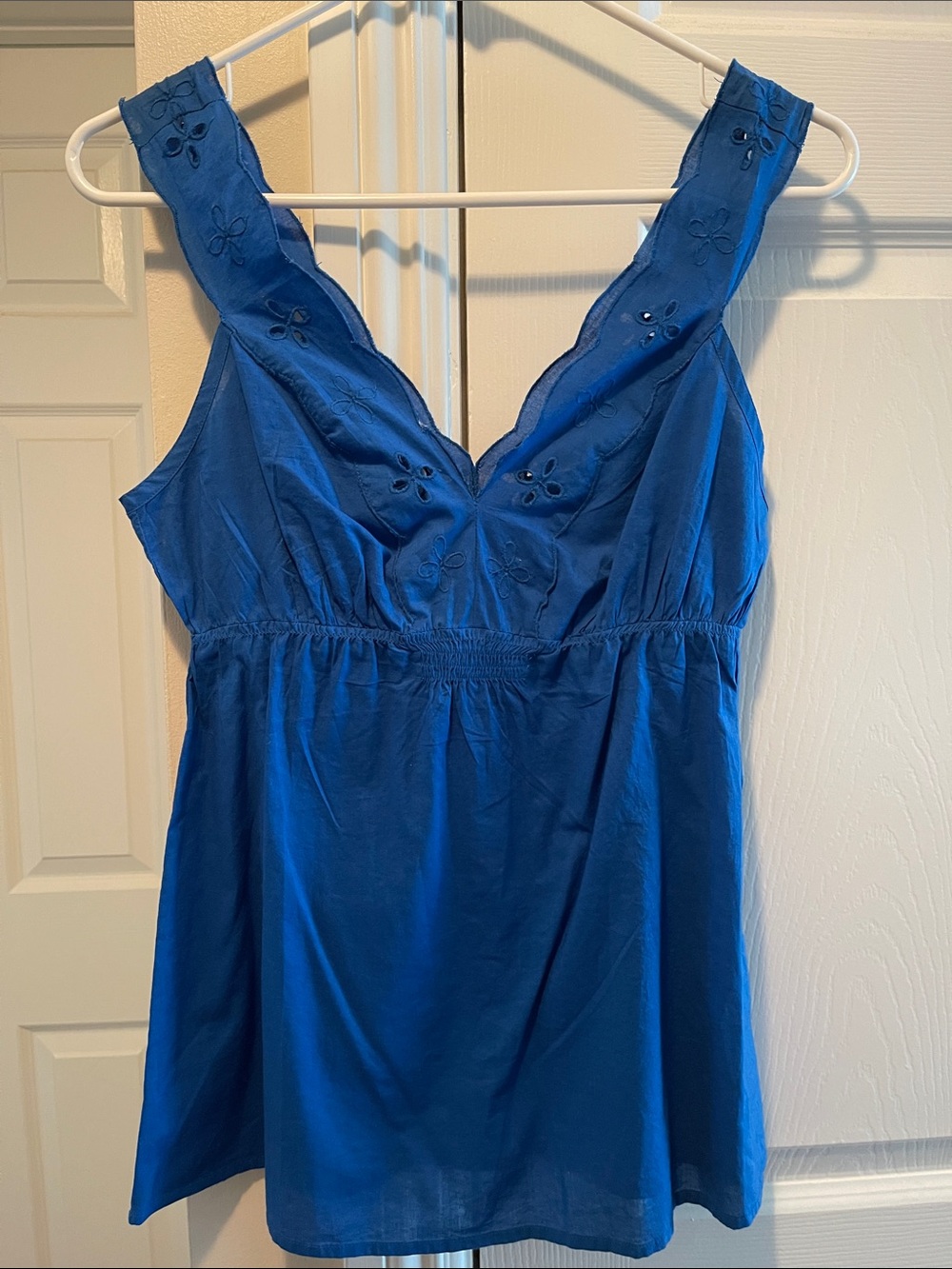 Old Navy Royal Blue Embroidered V-Neck Chemise